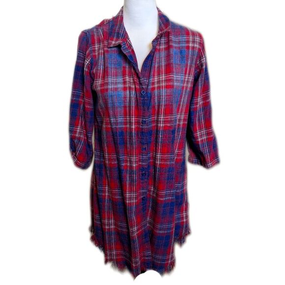 Cloth & Stone long line flannel with frayed hem, button down, size S - Picture 1 of 7